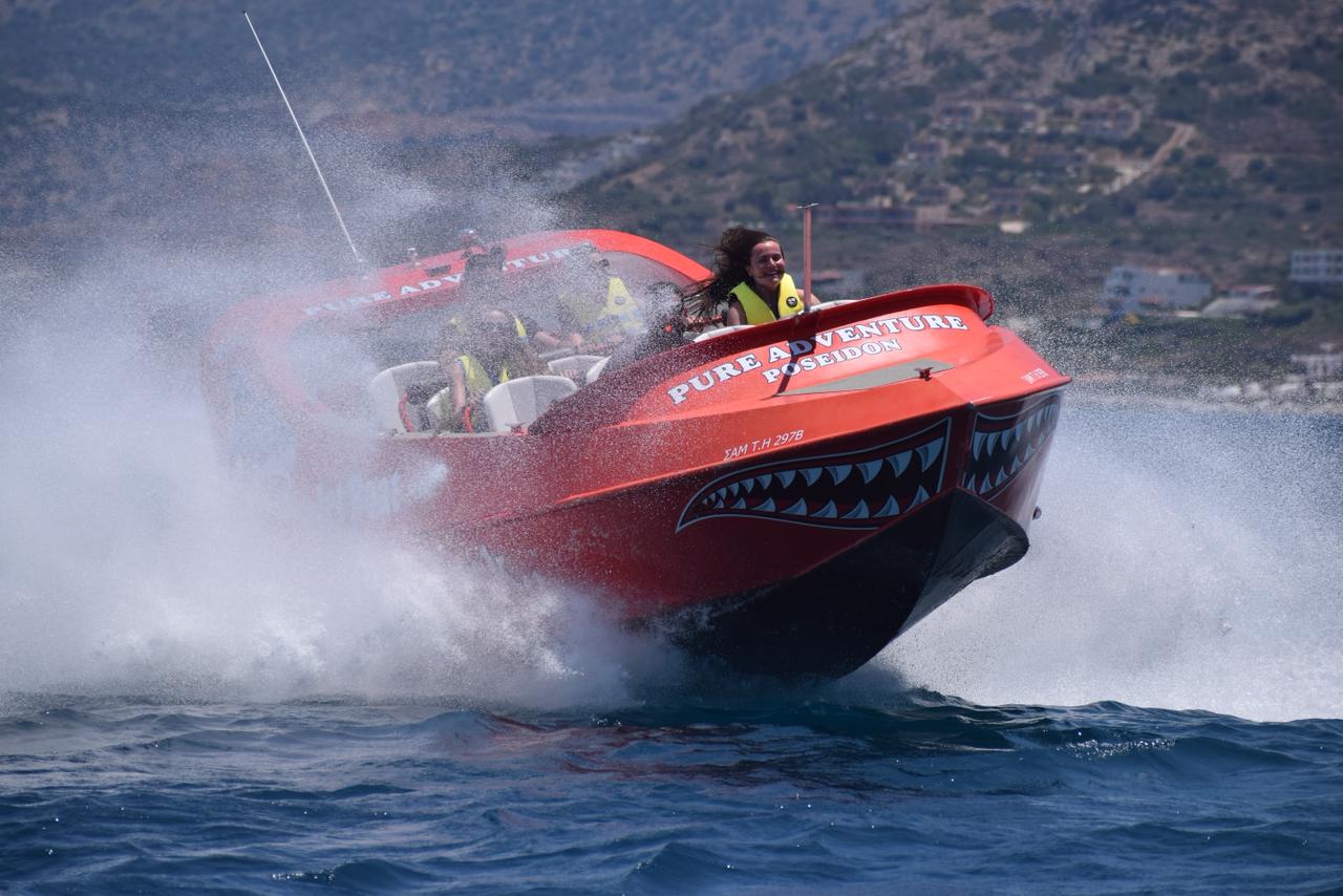 Jet boat adventure on the seas off Hersonissos in Crete